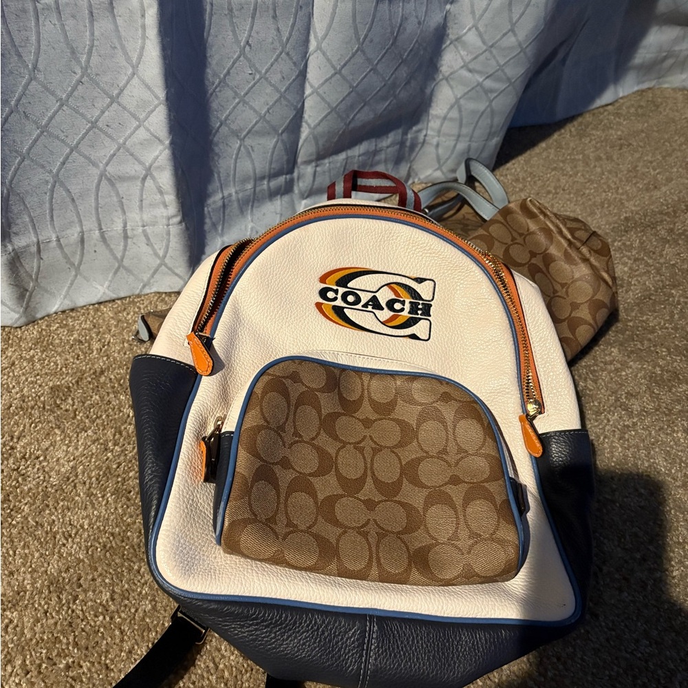 Coach Cream and Brown Backpack